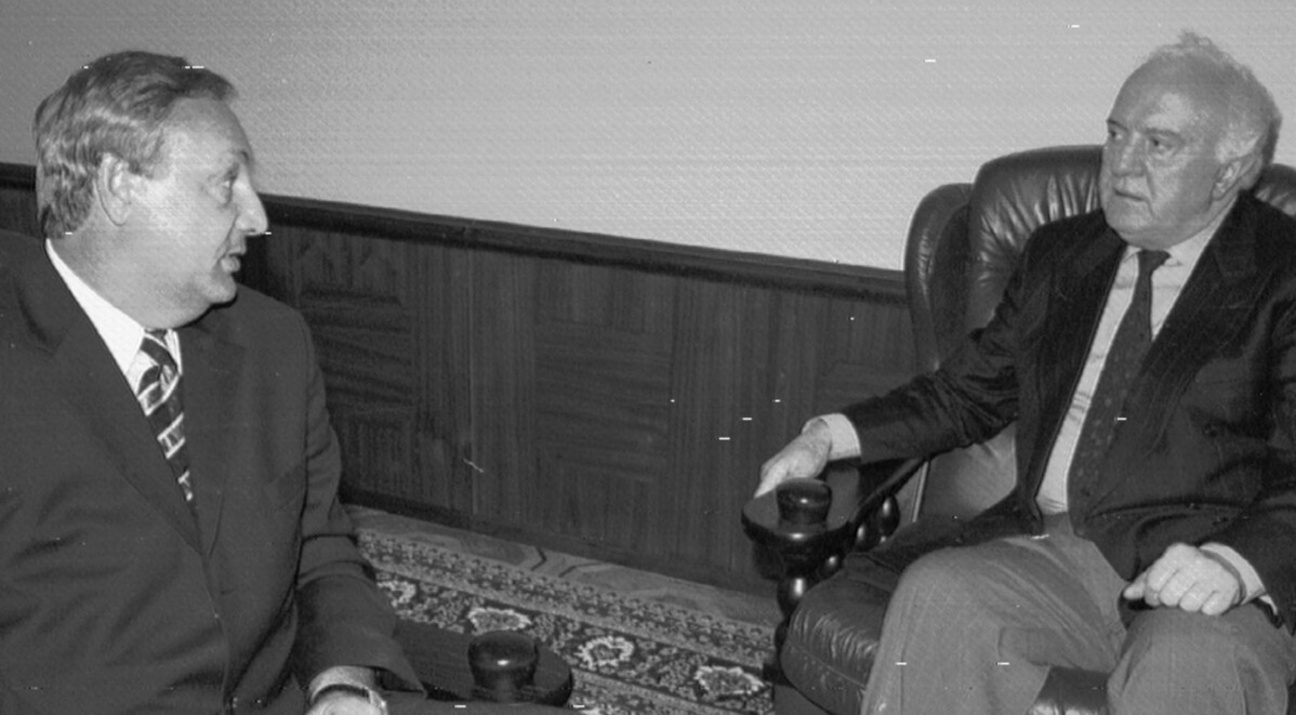Sergey Bagapsh (left) and Eduard Shevardnadze. Tbilisi, 1997