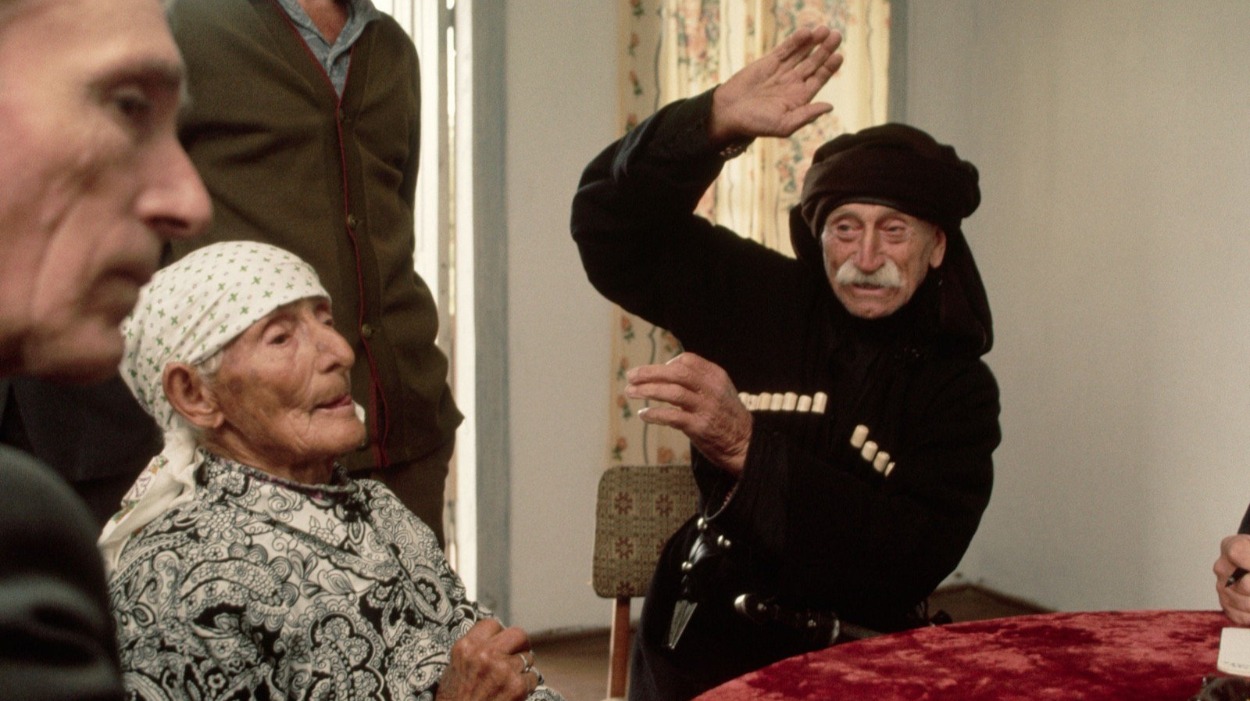 133 year-old Khfaf Lasuria with her 85 year-old nephew in Kutol village.