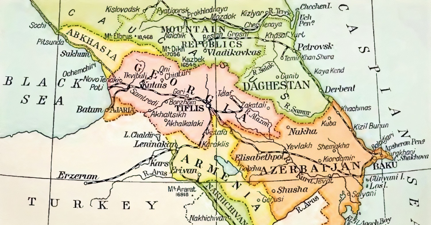 Map: From the book: Trans-Caucasia by Harold Buxton (1926)