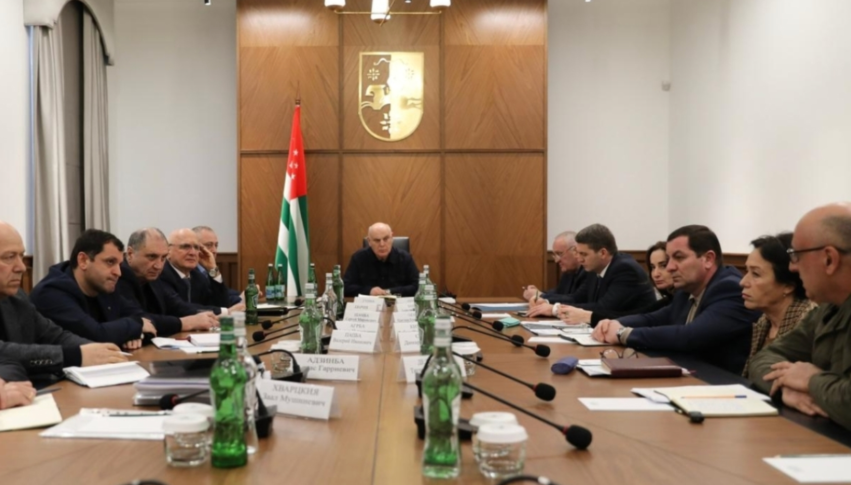 President Aslan Bzhania in a Meeting with Government Members and Law Enforcement Agency Heads