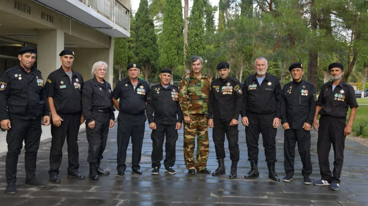 Volunteers from Chechnya, members of the 'Wolf Pack,' in Abkhazia, 2018.