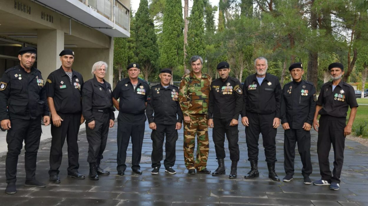 Volunteers from Chechnya, members of the 'Wolf Pack,' in Abkhazia, 2018. Volunteers from Chechnya, members of the 'Wolf Pack,' in Abkhazia, 2018.