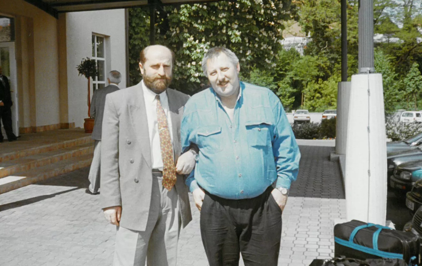 Kesou Khagba and Eugen Krammig before a press conference in Germany