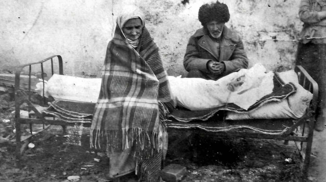 Ingush family Gazdievs mourns at the body of the deceased daughter. Kazakhstan.