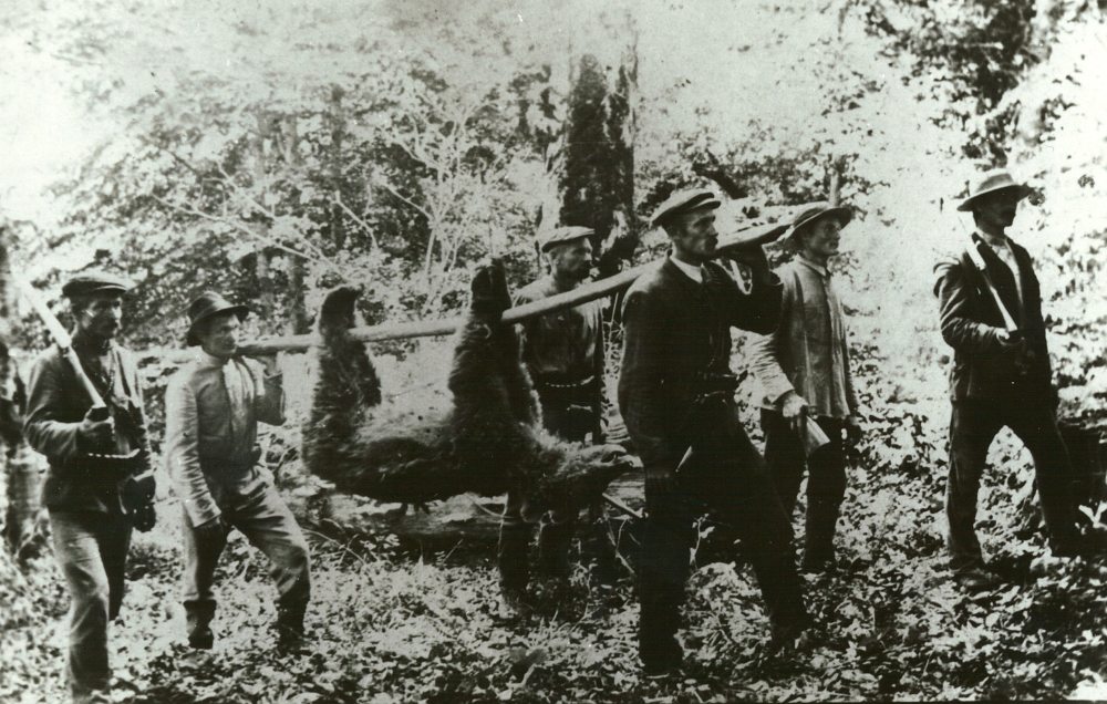 8.	Bear hunting in Lower Linda, 1910s. Photo by August Kaevats