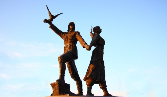 Statue of a Laz man and woman. Artvin, Turkey