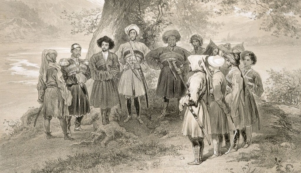 The Ubykh and Abkhazian leaders in the Sochi valley 1841, drawn by Prince G. G. Gagarin
