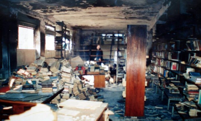 I.G. Papaskir National Library of the Republic of Abkhazia. Boris Cholaria, library director. Abkhazia's Library burnt down