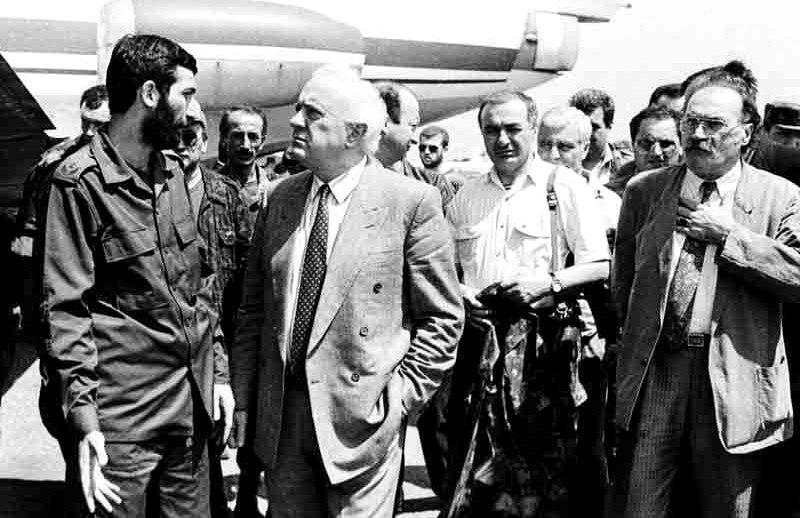 Giorgi Karkarashvili (left) and Eduard Shevardnadze Karkarashvili and Shevardnadze