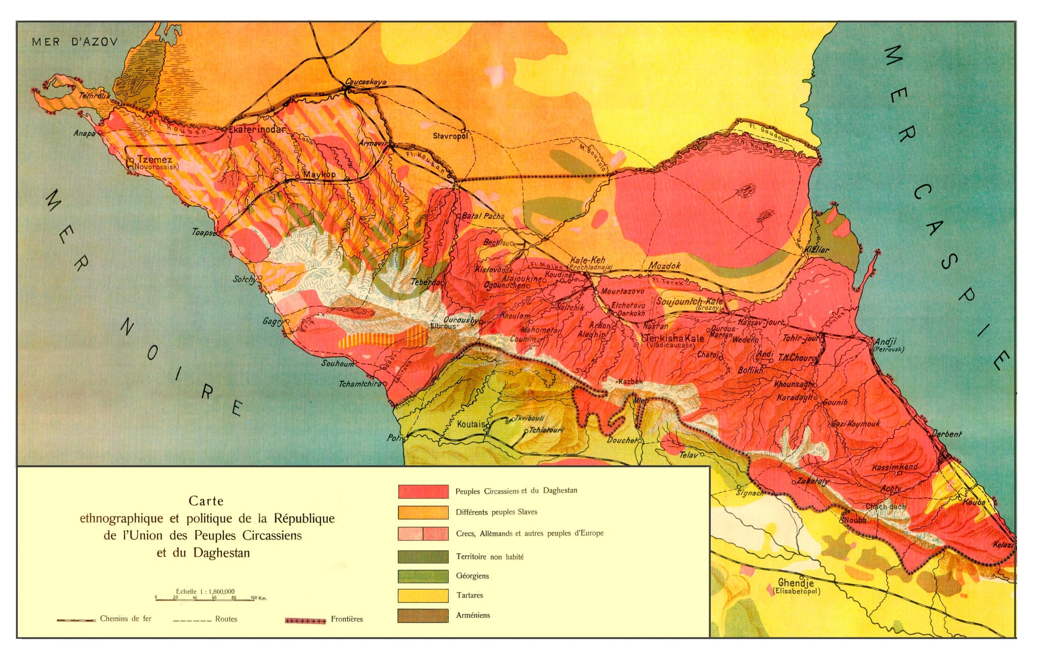 Map of the Mountain Republic, printed in Lausanne and presented at the Paris Peace Conference (1919).