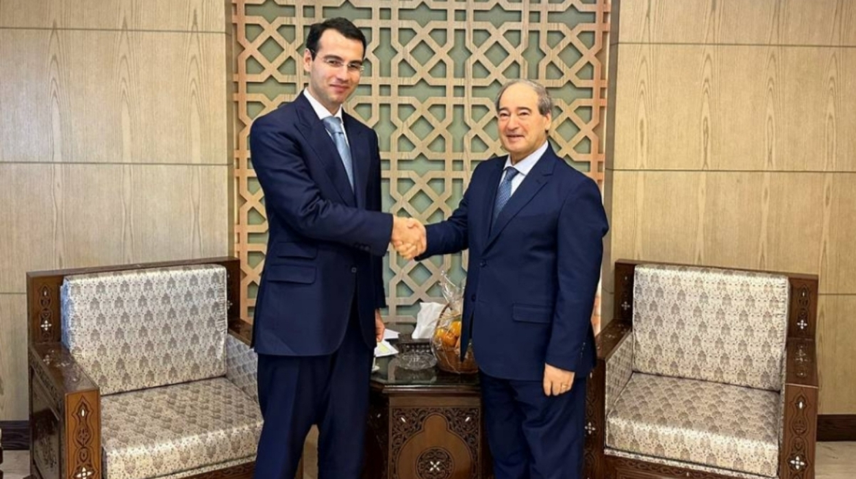 Inal Ardzinba (left), Foreign Minister of Abkhazia, and Faisal Mekdad, Foreign Minister of Syria. Inal Ardzinba, Foreign Minister of Abkhazia, and Faisal Mekdad, Foreign Minister of Syria.