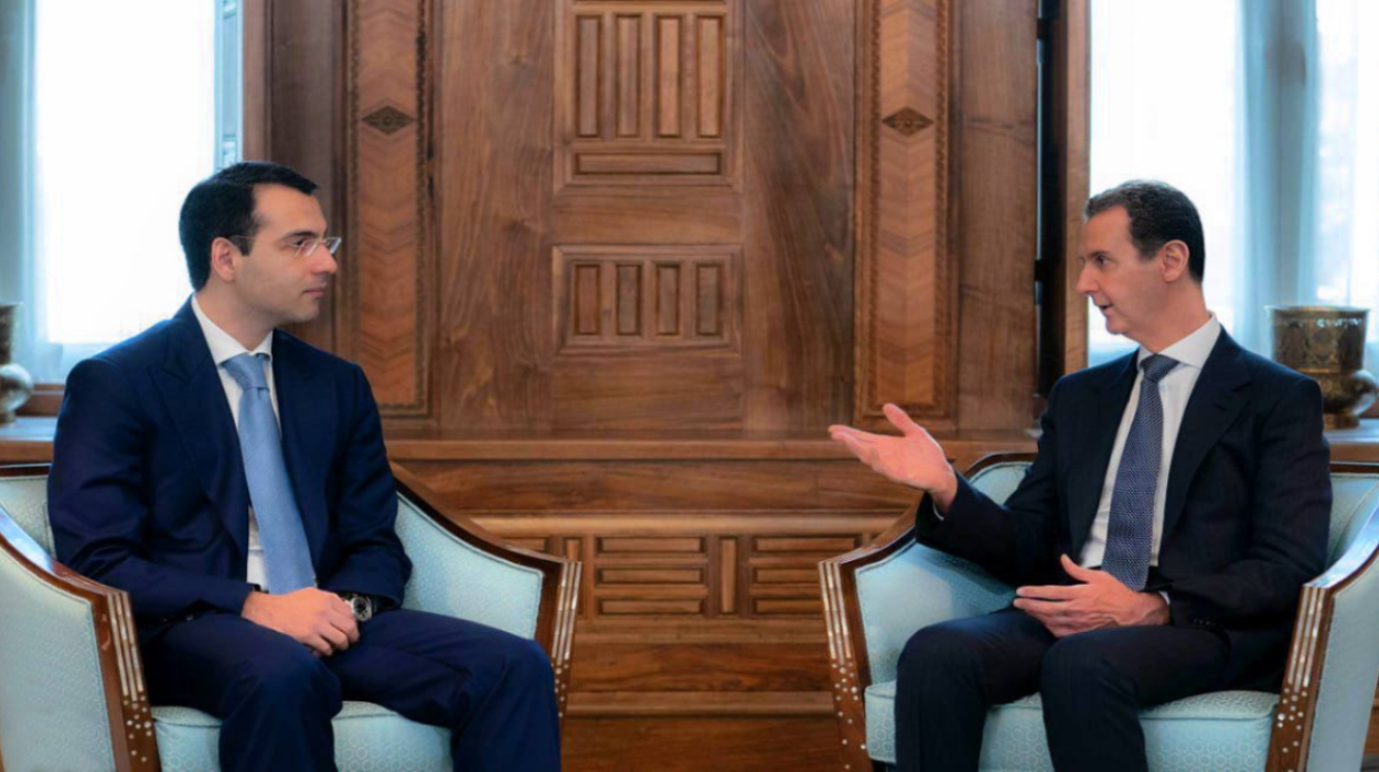 Abkhazian Foreign Minister Inal Ardzinba was warmly received by Syrian President Bashar al-Assad. Abkhazian Foreign Minister Inal Ardzinba was warmly received by Syrian President Bashar al-Assad.
