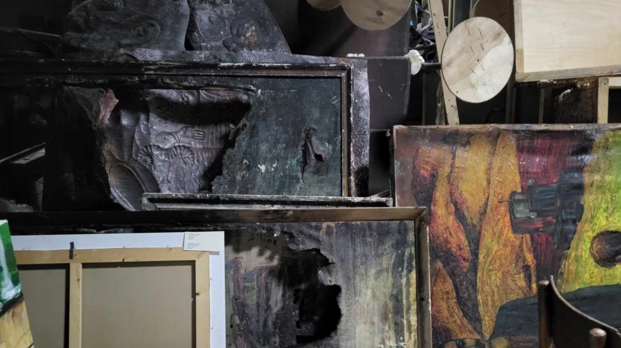 Central Exhibition Hall, which housed the entire collection of the National Art Gallery, was destroyed by fire. Central Exhibition Hall, which housed the entire collection of the National Art Gallery, was destroyed by fire.