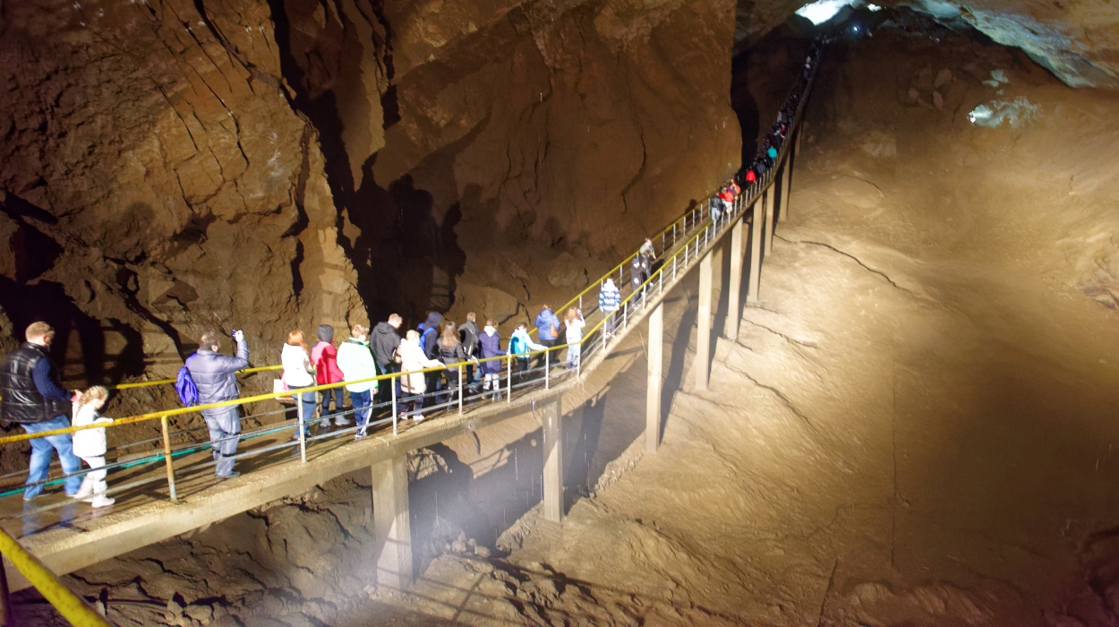 The New Athos Cave is a popular tourist attraction in the Abkhazian town of New Athos