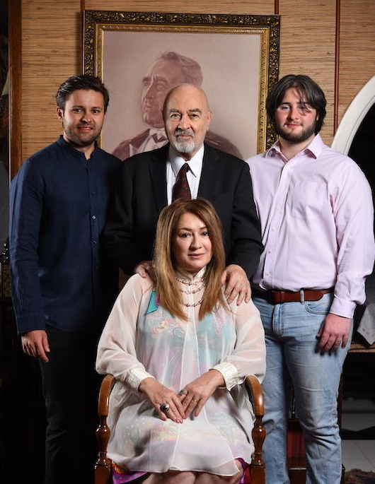 Mohydeen Quandour with his wife Luba Balagova, and his sons, Aleem and Kazbek Kandour.