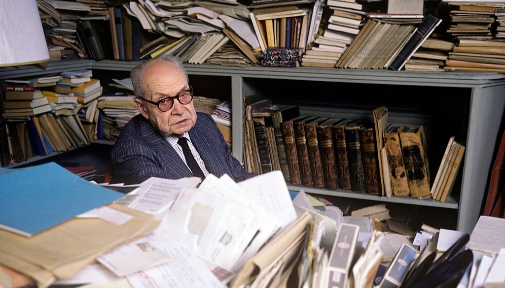 French philologist Georges Dumezil at his office on August 29, 1984 Georges Dumezil
