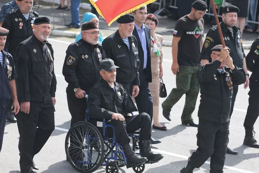 Military parade commemorating the 25th anniversary of Victory and Independence Day in Abkhazia, held at Freedom Square in Sukhum.