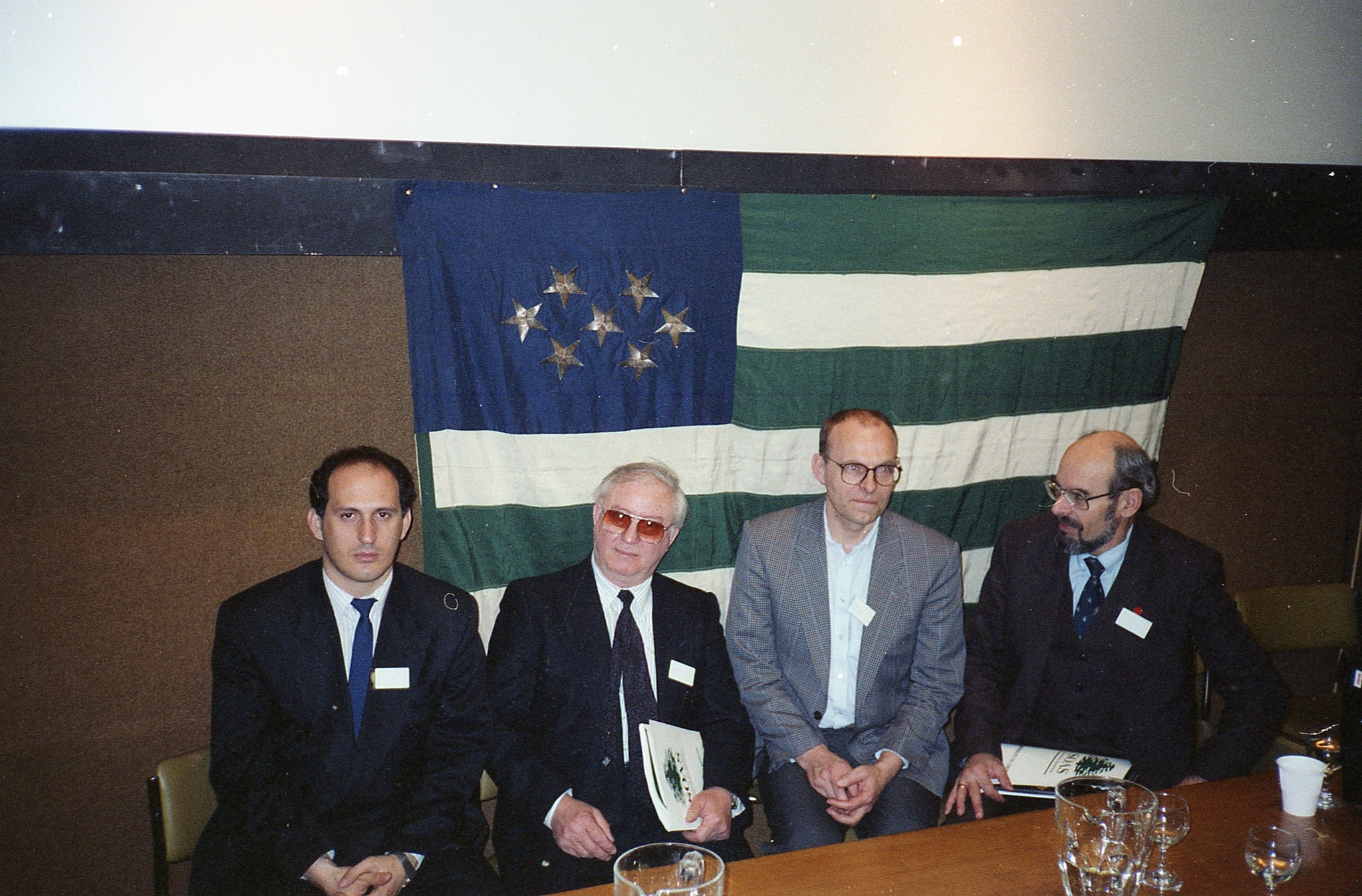 From left to right: Viacheslav Chirikba, Yahya Kazanba, Rieks Smeets, Yuri Voronov; University of London, 1993.