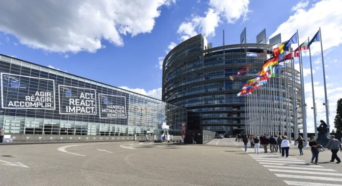 The European Parliament building in Strasbourg, France