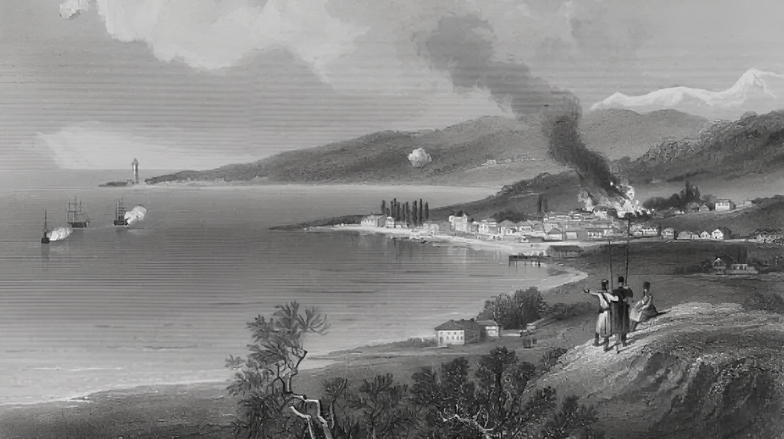 A Turkish flet bombarding Sukhum, May 1877