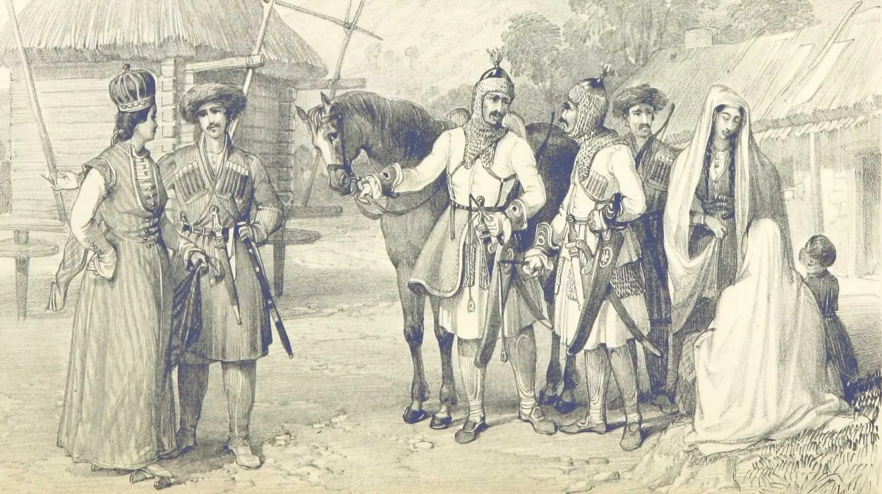 'Circassians' from the book: 'Three Voyages in the Black Sea to the Coast of Circassia, etc. by Taitbout de Marigny (London, 1837) 'Circassians' from the book: 'Three Voyages in the Black Sea to the Coast of Circassia, etc. by Taitbout de Marigny (London, 1837)