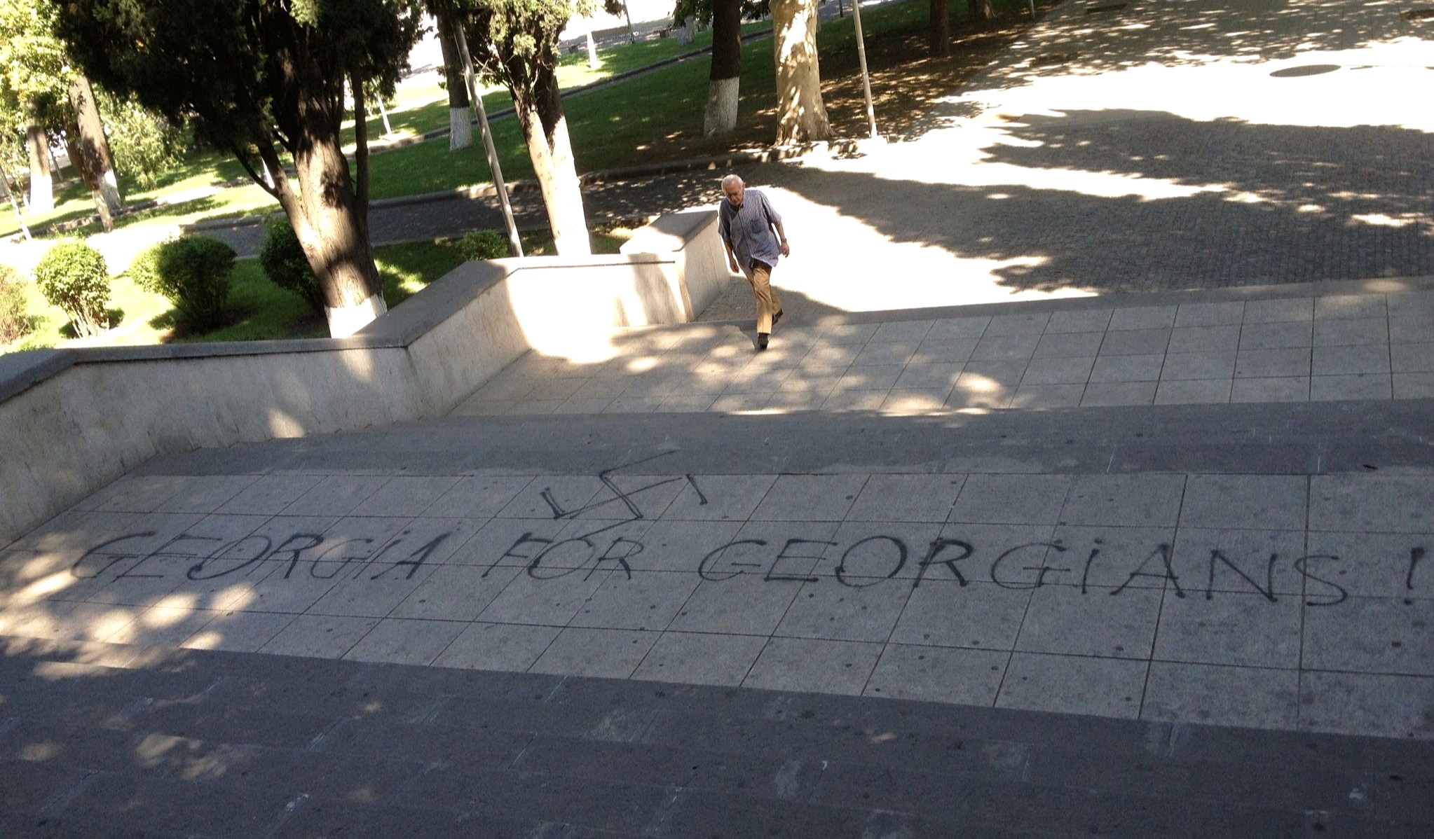 'Georgia for Georgians' slogan is still popular among the Georgian Ultra-Nationalists. Tbilisi, 2014.
