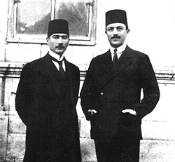 In front of the Sivas Congress building with former Minister of the Navy H.Rauf Orbay (1919)